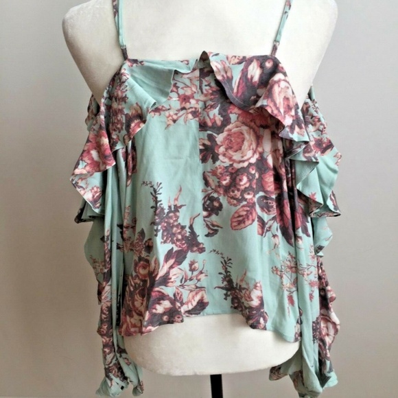 Leith cold shoulder top blouse ruffle BNWT - Picture 4 of 8